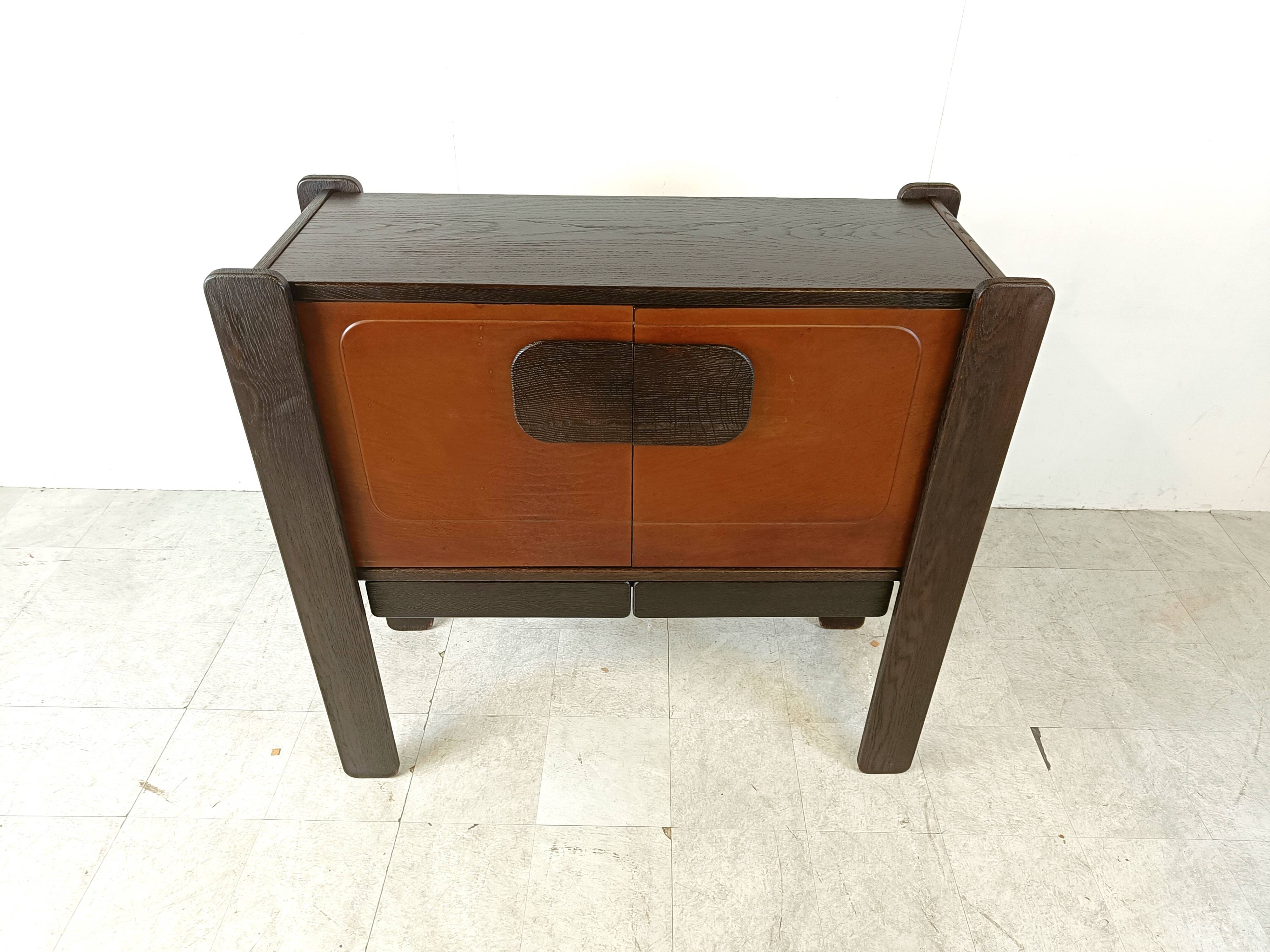 Vintage meather and wooden bar cabinet by Hi Plan, 1960s