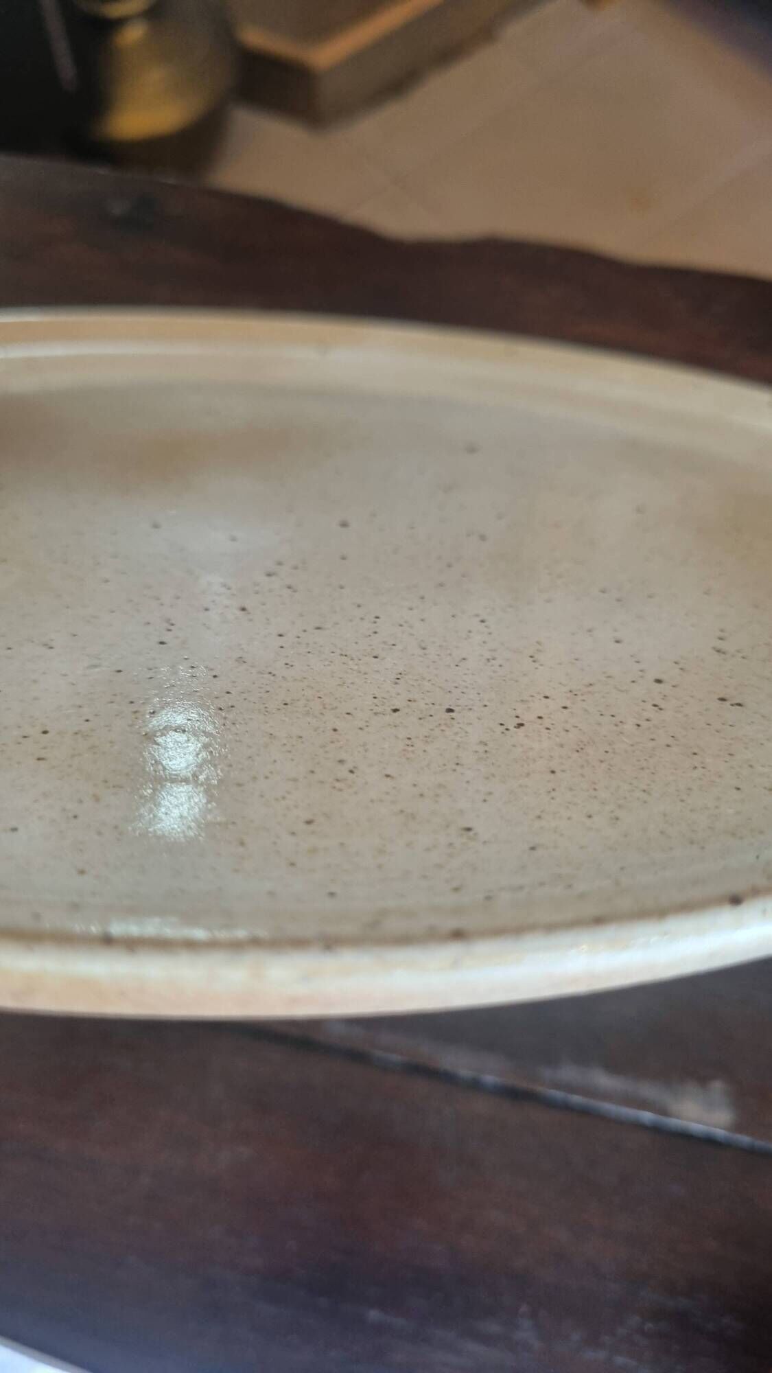 Large pie or cheese dish in stoneware