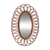 Large vintage rattan mirror