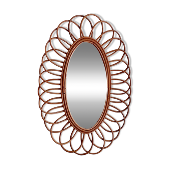 Large vintage rattan mirror