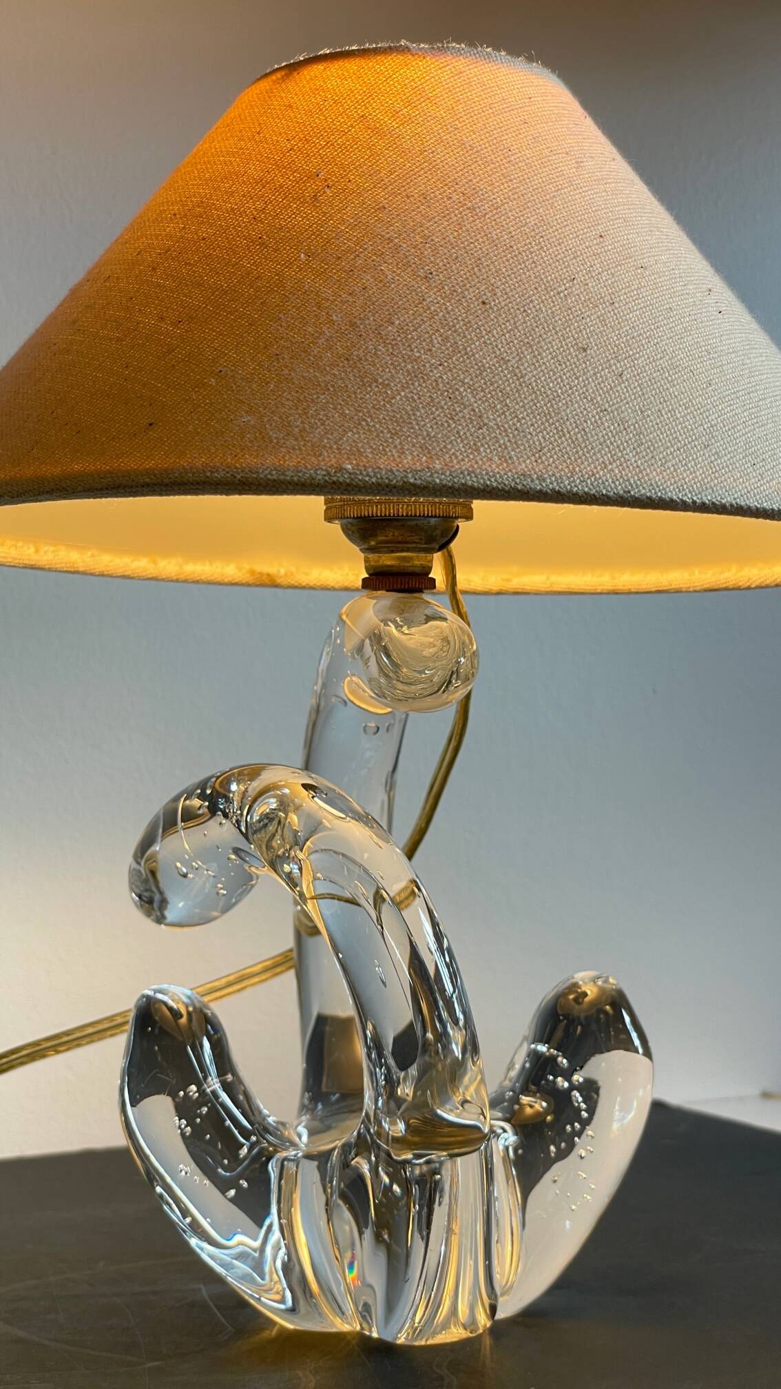Lampe cristal art déco gravée Paris France