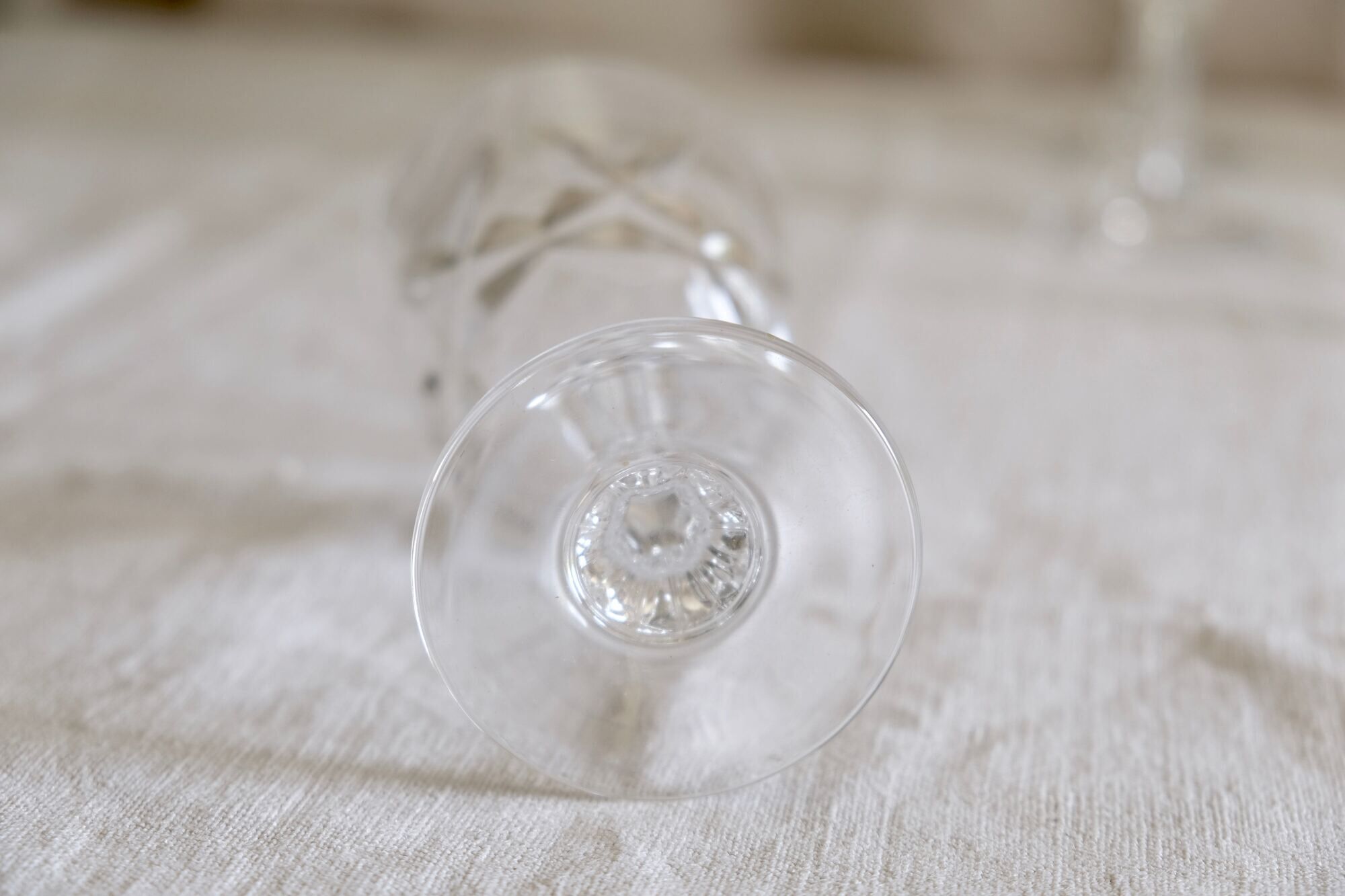 Set of 6 mid-century French crystal wine glasses