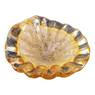 Empty Pocket Ashtray Murano Glass Amber Shell