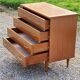 Vintage chest of drawers from the 50s/60s in golden mahogany 4 drawers feet bobbin