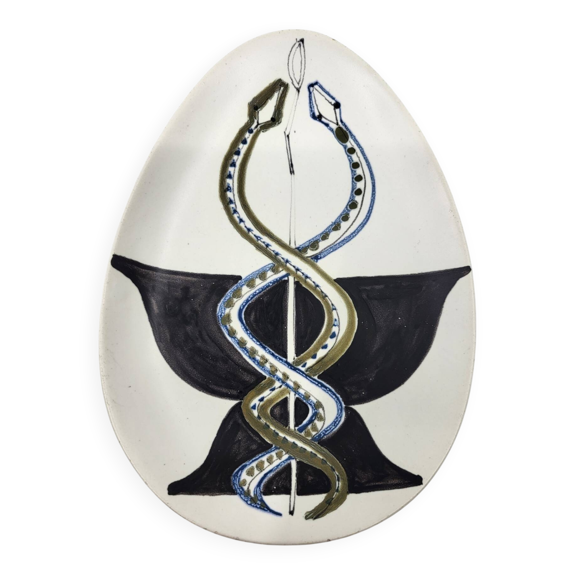 Cup Vide Poche Roger Capron Serpents decor ceramic France 1950