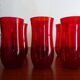 6 water glasses blown glass vintage ruby red 1960