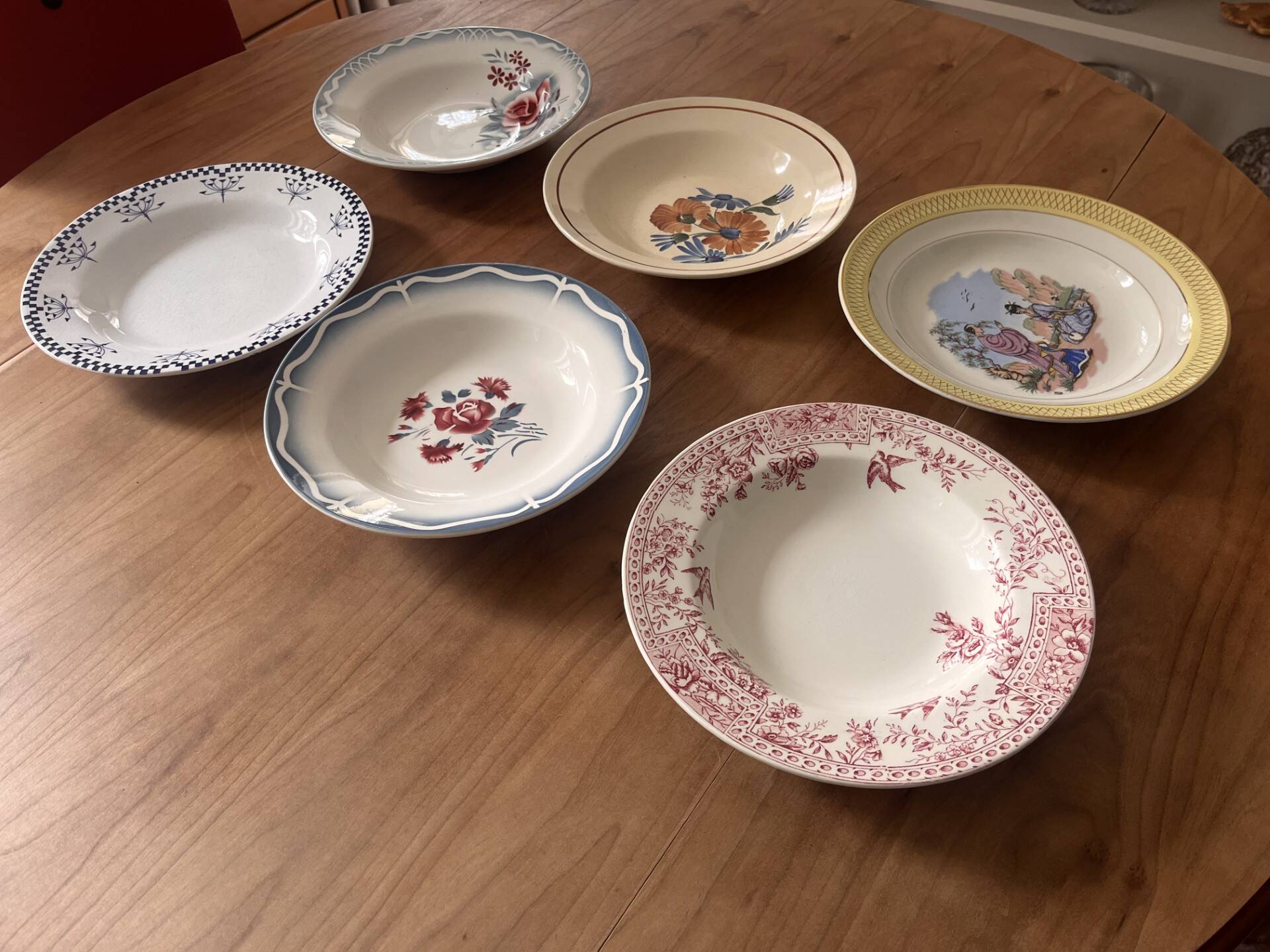 Mismatched antique plates