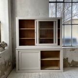 Library showcase ivory white sliding doors