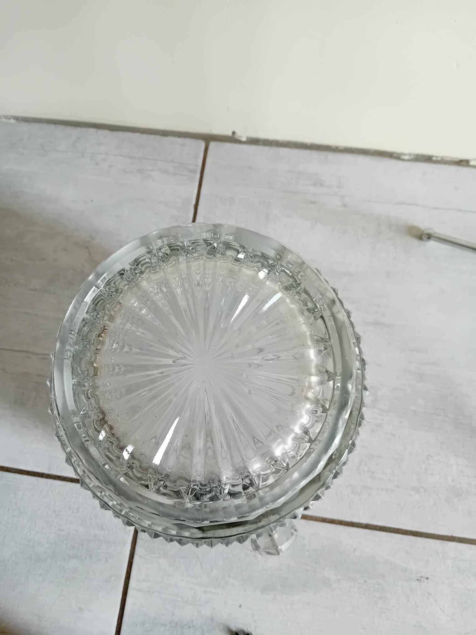 Large Champagne bucket in pressed molded glass and its support.