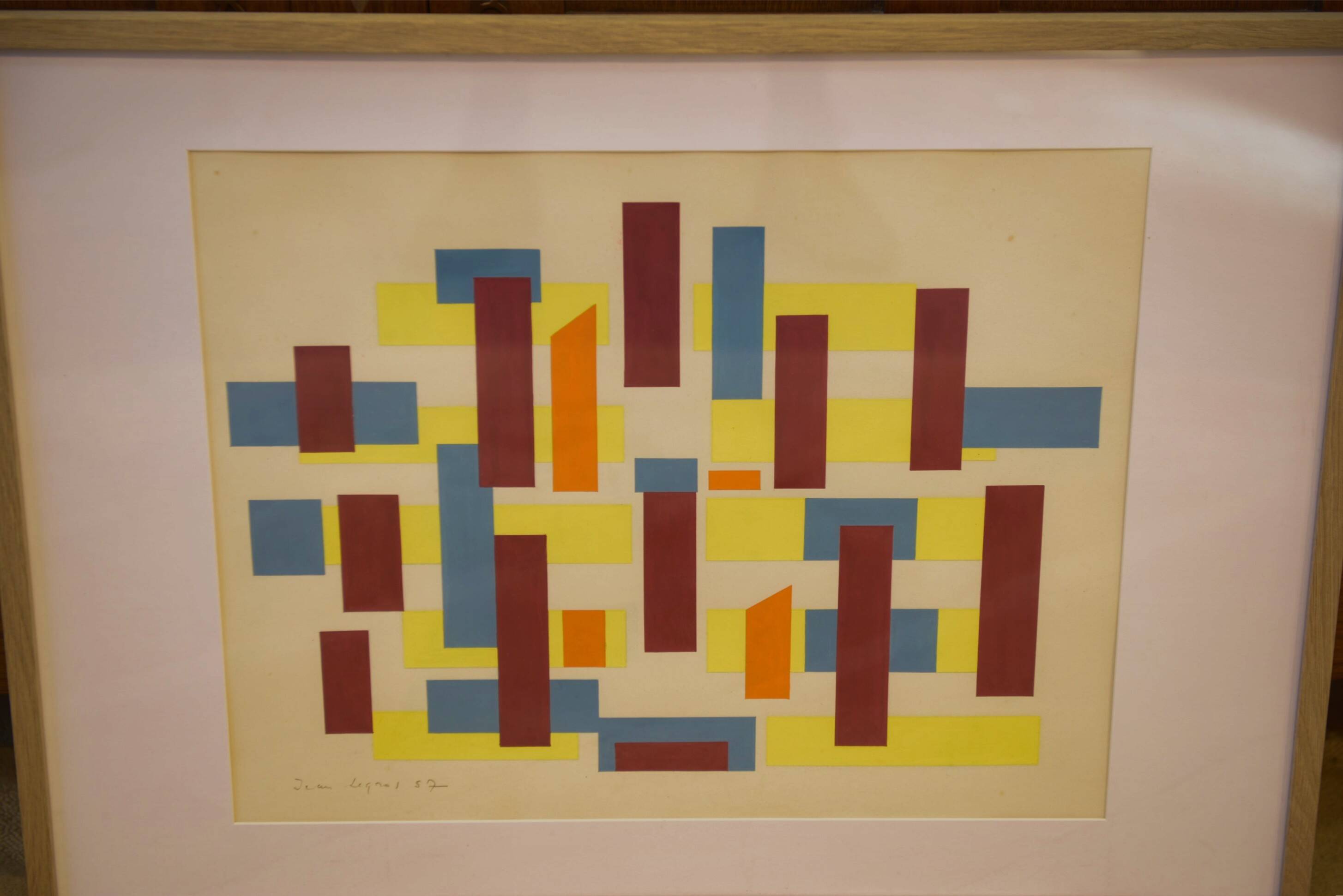 Painting on paper signed Jean Legros 1957
