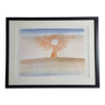 Vintage reproduction after “The Thinking Tree” by Folon, framed, 1974, 42 cm x 31 cm