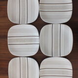 Set 6 flat plates vintage earthenware from Longchamp geometric decoration