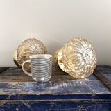 Set of two vintage amber glass wall lights