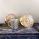 Set of two vintage amber glass wall lights