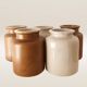 Set of five stoneware mustard pots
