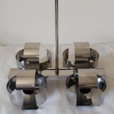 Space Age 4-light chandelier in chrome metal, 1970s