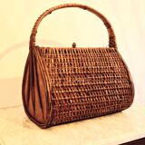 60s wicker basket handbag