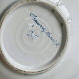 Large decorative dish hand painted with floral and bird motifs