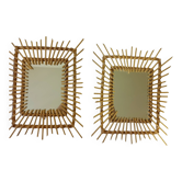 2 rattan mirrors