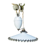 Pendant lamp rise and fall in porcelain and opaline