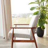 Vintage off-white bouclé armchair concluded by H.Lis