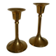 Pair of small brass tulip-shaped candlesticks