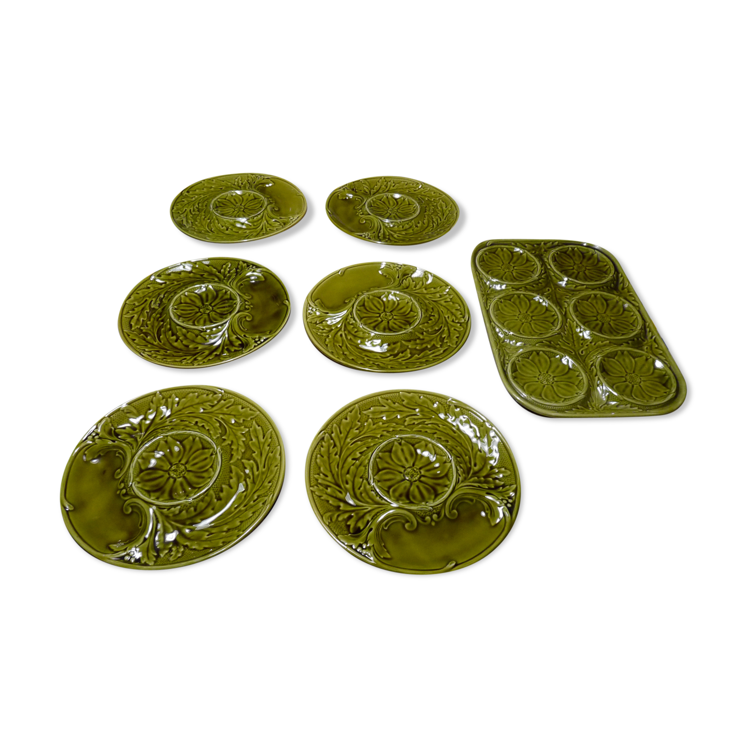 Artichokes service Gien - 1 dish and 6 plates