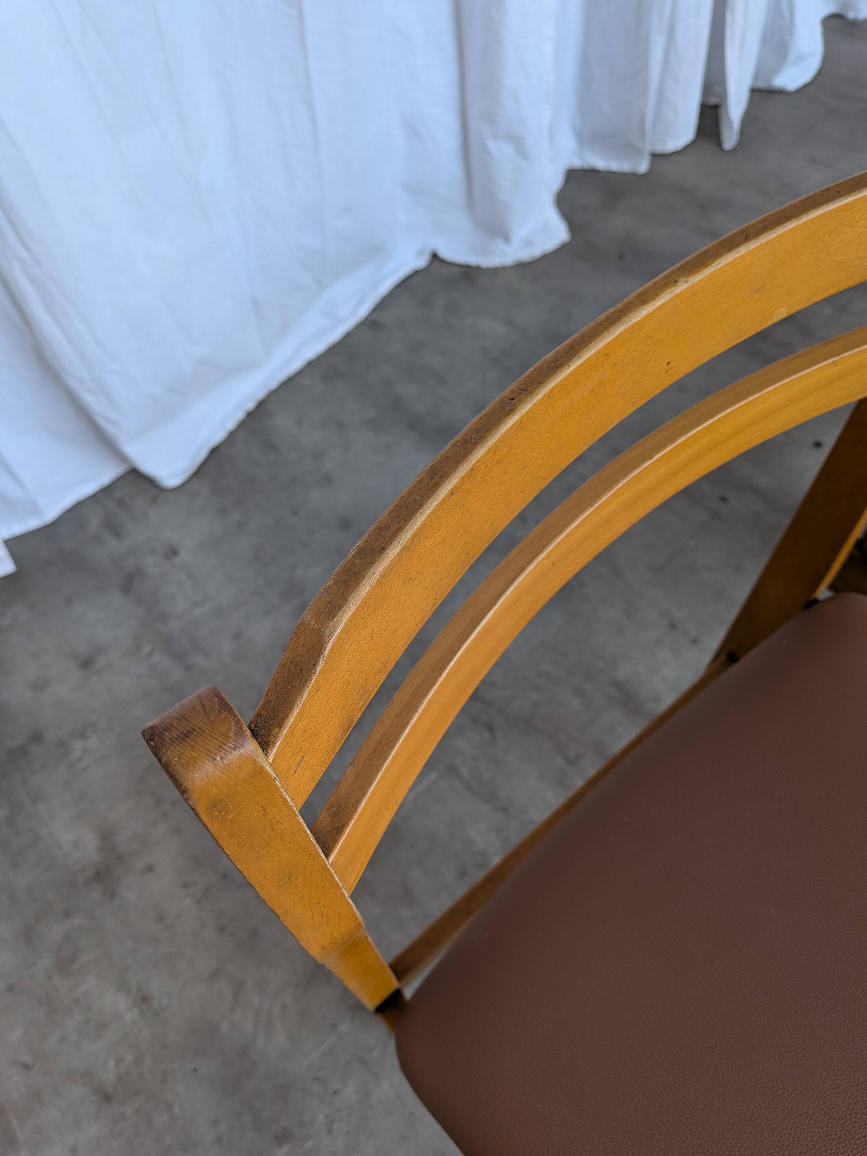Set of 4 Vintage Branko Ursic Dining Chair: 1970s Scandinavian Wood & Brown