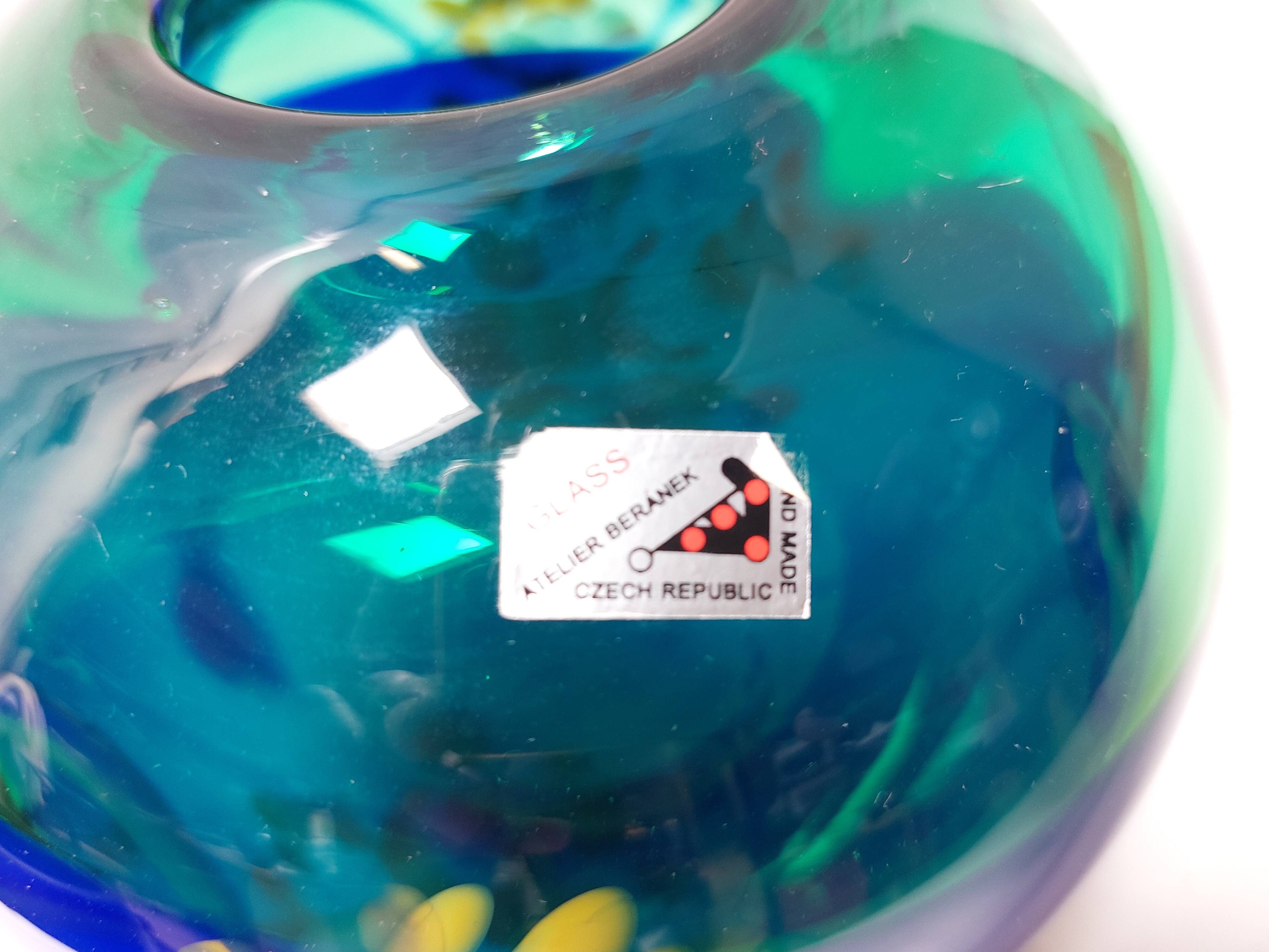 Ball vase art glassware workshop Beranek