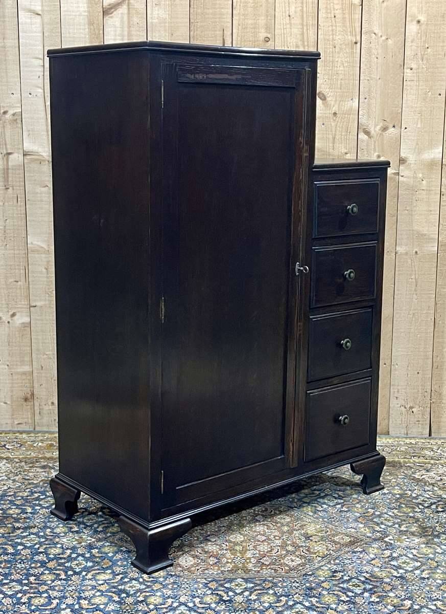 English oak wardrobe with drawers from the 1950s