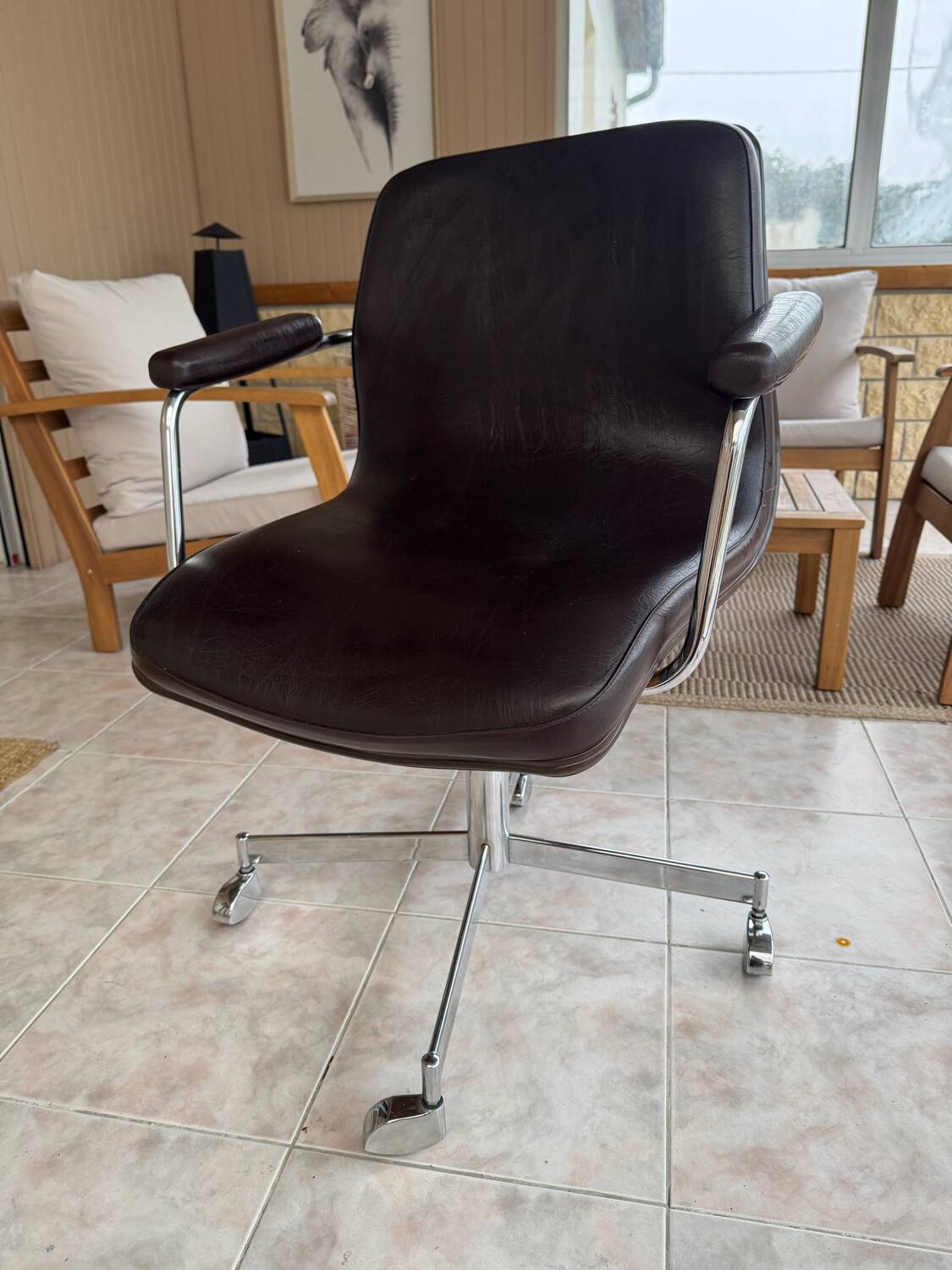 Architect's chair in leather – limited edition 13/98 – 1970s