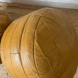 Vintage 70s patchwork leather poufs