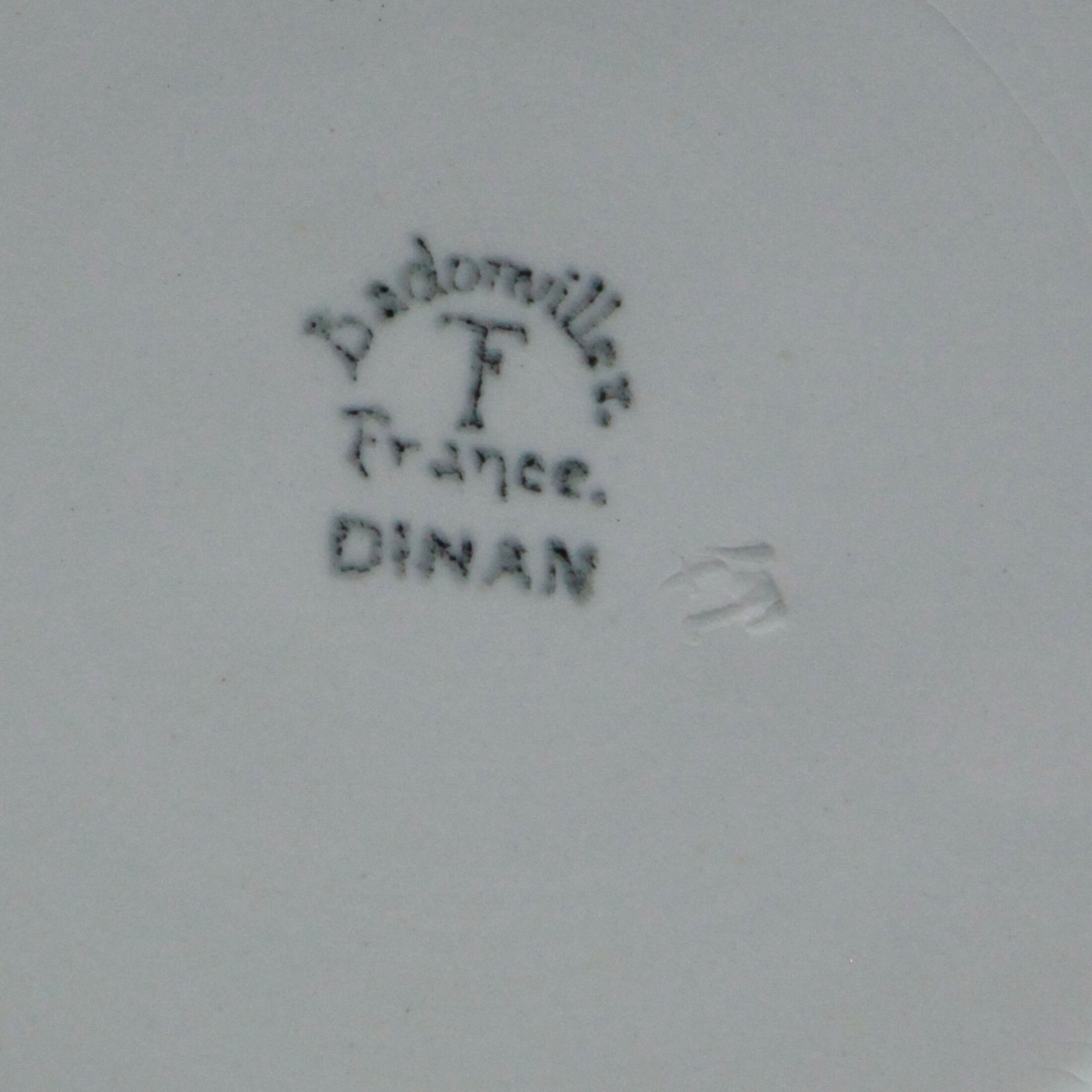 Set of 6 flat plates dark green garland old earthenware Badonviller Dinan