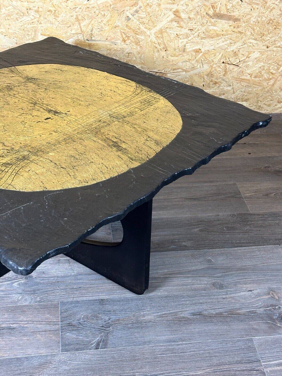 Table brutaliste avec plateau en ardoise 60s 70s