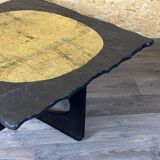 60s 70s Brutalist Coffee Table Side Table Slate Top Design
