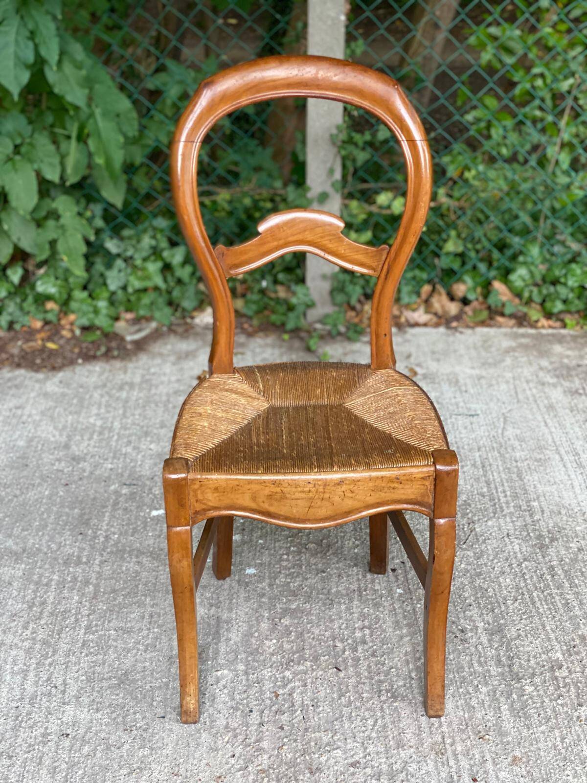 Louis Philippe solid wood and straw office chair