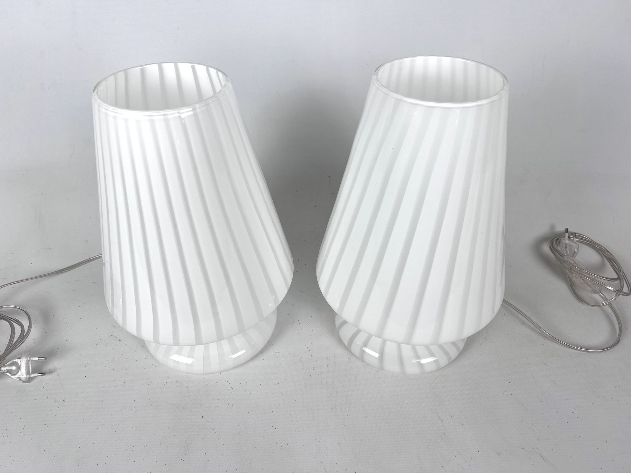 Vintage set of two postmodern Murano glass table lamps from 70s