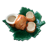 Salt and pepper shakers, mustard and barbotine Roger Colas