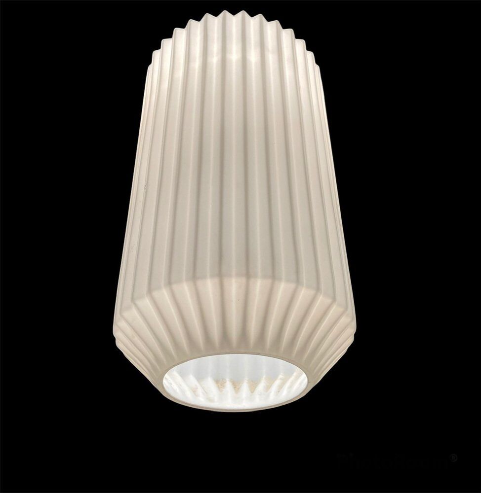 Opaline Glass Pleated Light Pendant, 1950s