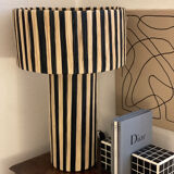 Minimalist bedside table lamp raffia Striped zebra black