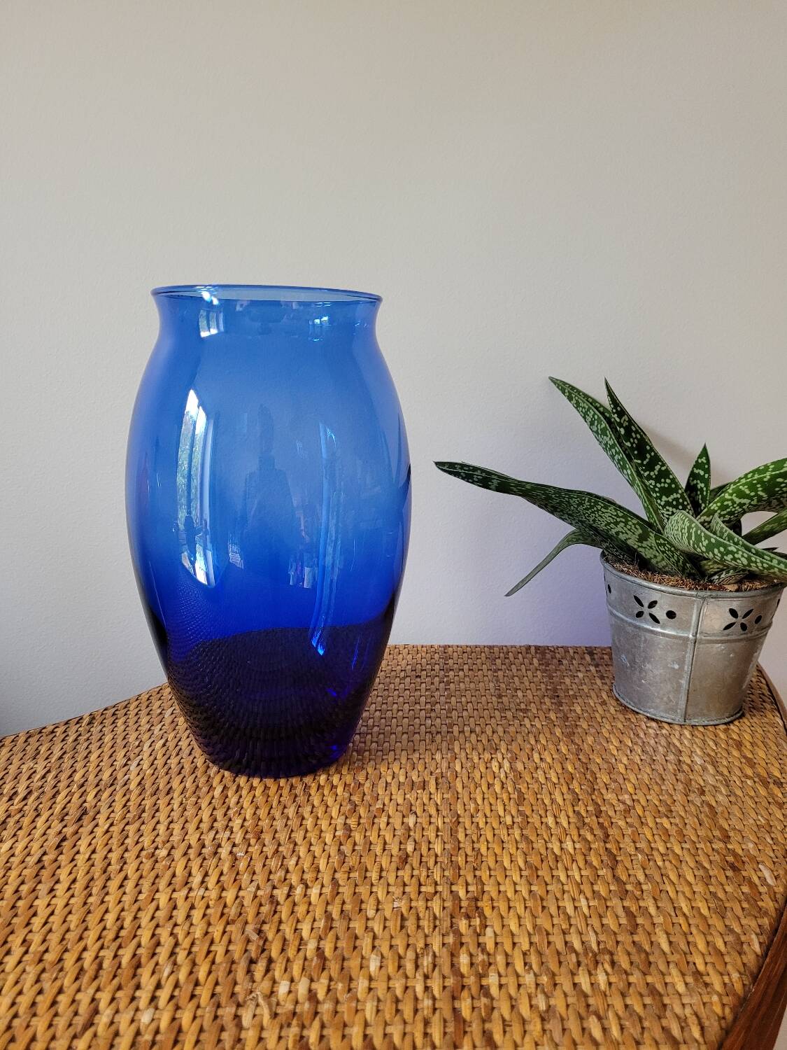 Large cobalt blue glass vase