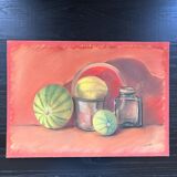 Still life pots and melons