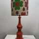 Orange lamp and lampshade floral pattern 1970s