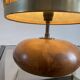 Vintage table lamp in wood magnifying glass and braided wool