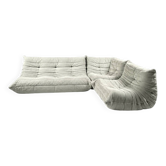 Modular Togo sofa in greige velvet by Ducaroy, Ligne Roset.