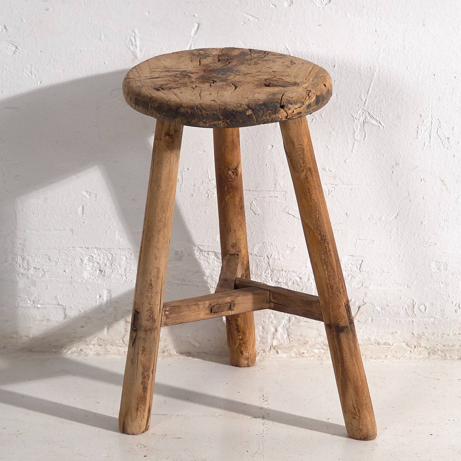 Antique solid wood stool (c.1900)