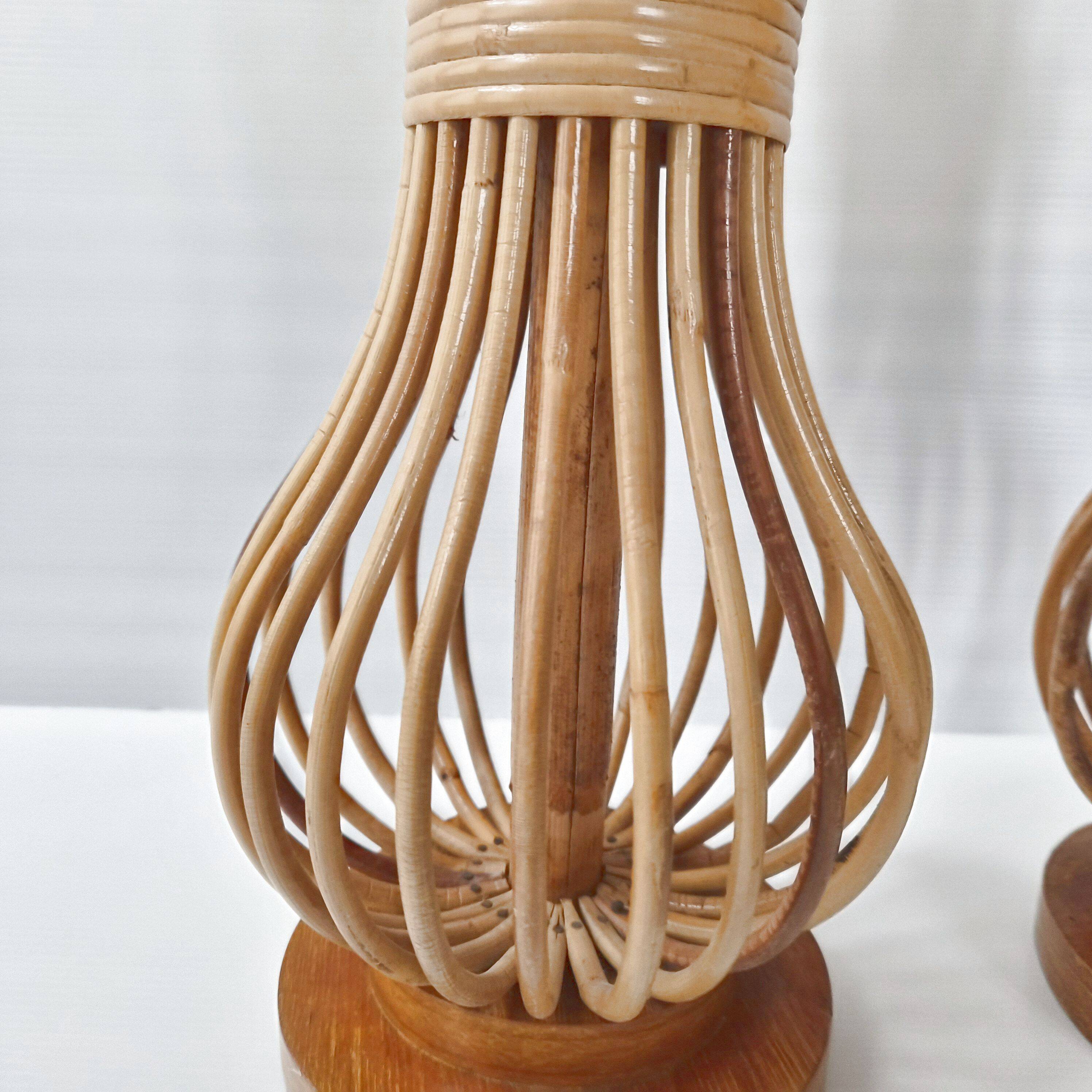 Pair of vintage rattan lamps 1960