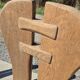 Set 4 vintage brutalist dining chairs De Puydt Belgium solid oak