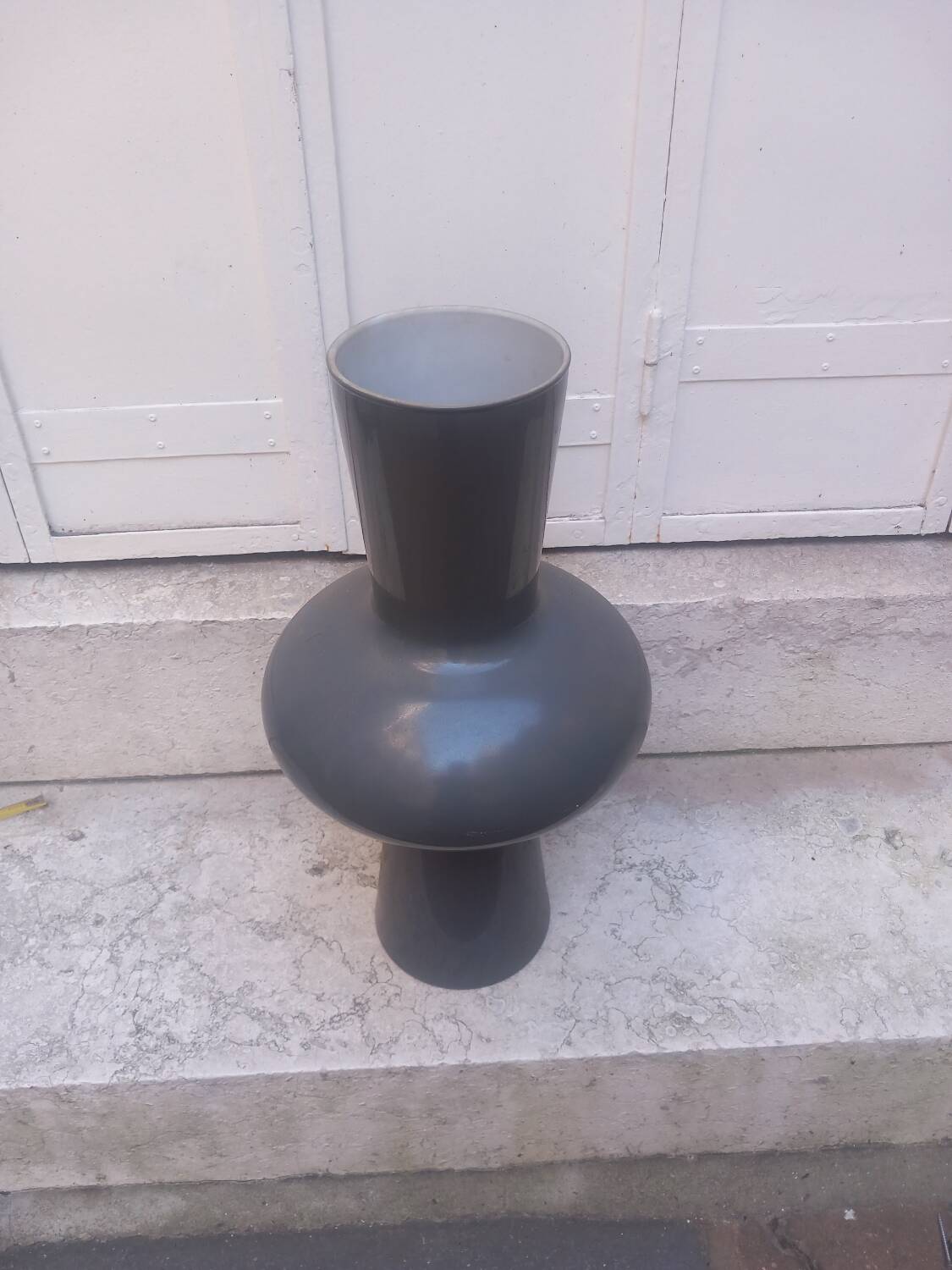 Grey opaline glass designer vase