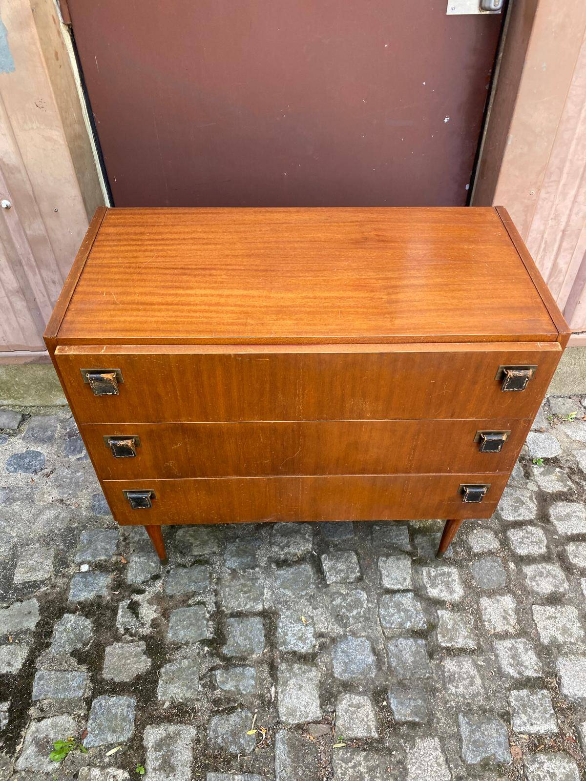 Commode scandinave Mid-Century Modern en bois 1950 3 tiroirs